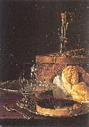 Melendez, Luis Eugenio Still-Life with a Box of Sweets and Bread Twists oil painting artist